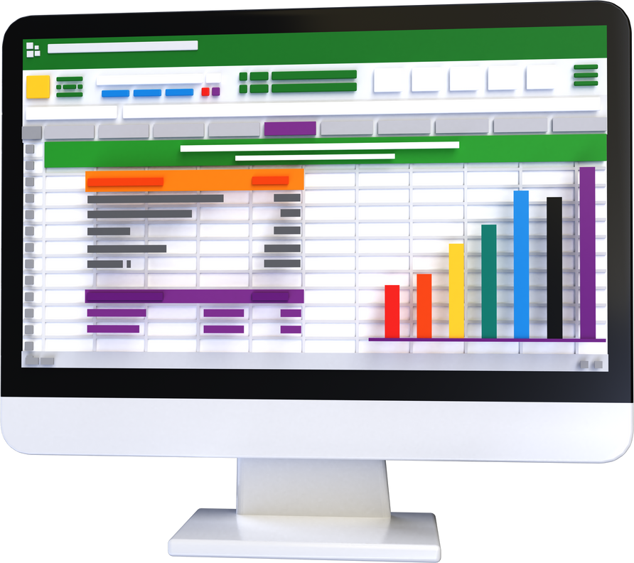 Computer Spreadsheet 3D Illustration 